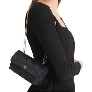Tory Burch Kira Woven Satin Convertible Crossbody/ Shoulder Bag